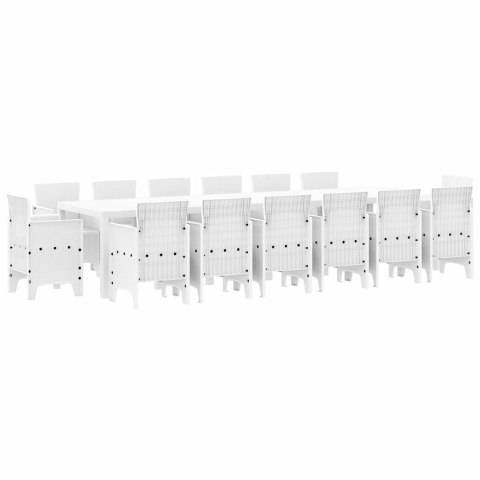 Zestaw do jadalni w ogrodzie 15 pcs Biały Rattan Polt