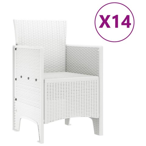 Zestaw do jadalni w ogrodzie 15 pcs Biały Rattan Polt