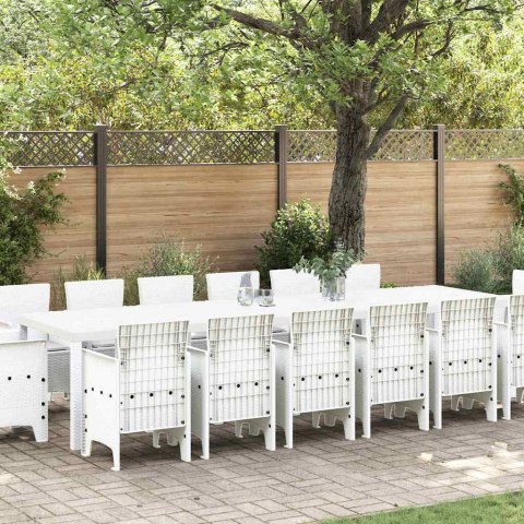 Zestaw do jadalni w ogrodzie 15 pcs Biały Rattan Polt