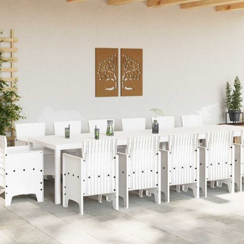 Zestaw do jadalni w ogrodzie 15 pcs Biały Rattan Polt