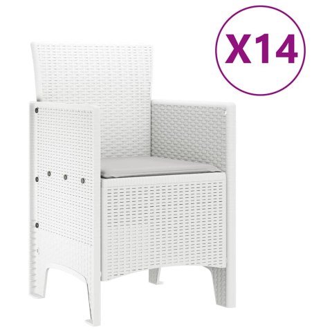Zestaw do jadalni w ogrodzie 15 pcs Biały Rattan Polt