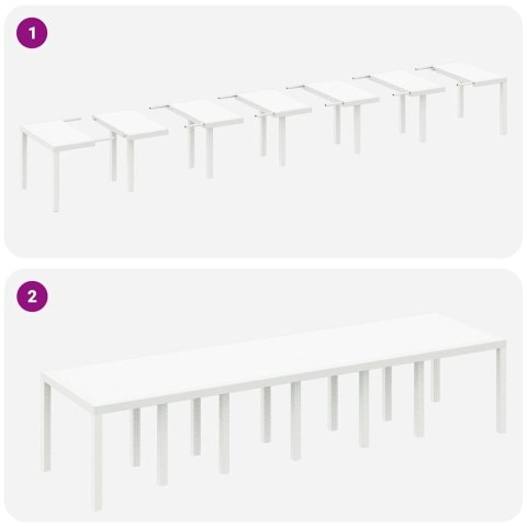 Zestaw do jadalni w ogrodzie 15 pcs Biały Rattan Polt