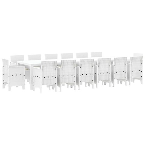 Zestaw do jadalni w ogrodzie 15 pcs Biały Rattan Polt