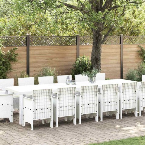 Zestaw do jadalni w ogrodzie 15 pcs Biały Rattan Polt