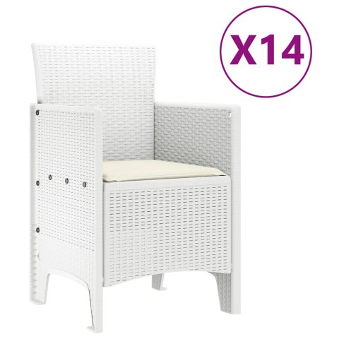 Zestaw do jadalni w ogrodzie 15 pcs Biały Rattan Polt