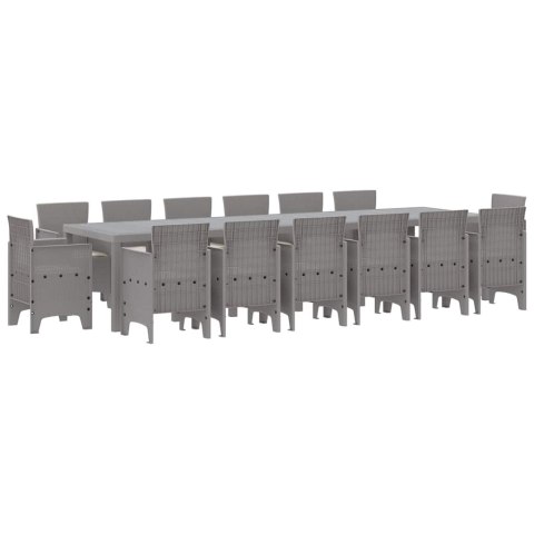Zestaw do jadalni w ogrodzie 15 pcs Jasnoszary Rattan Polt