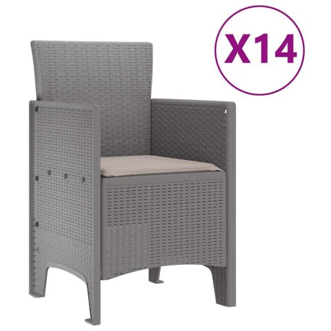 Zestaw do jadalni w ogrodzie 15 pcs Jasnoszary Rattan Polt