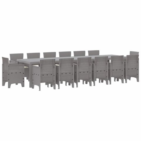 Zestaw do jadalni w ogrodzie 15 pcs Jasnoszary Rattan Polt