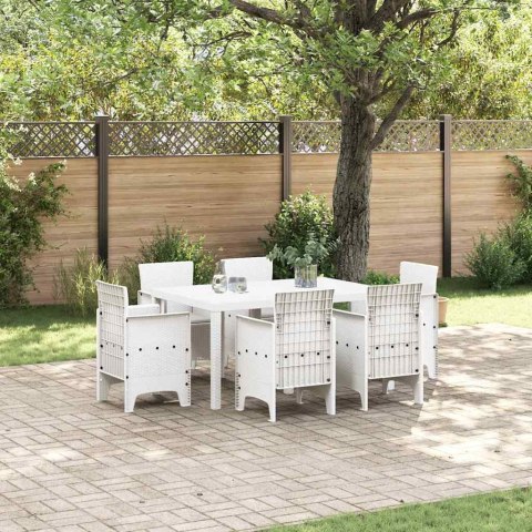 Zestaw do jadalni w ogrodzie 7 pcs Biały Rattan Polt