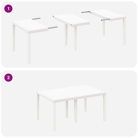 Zestaw do jadalni w ogrodzie 7 pcs Biały Rattan Polt
