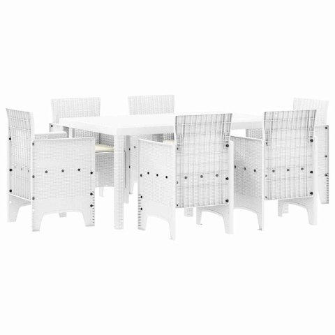 Zestaw do jadalni w ogrodzie 7 pcs Biały Rattan Polt