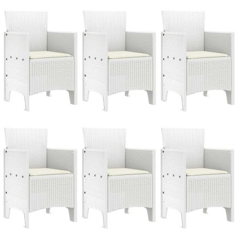 Zestaw do jadalni w ogrodzie 7 pcs Biały Rattan Polt