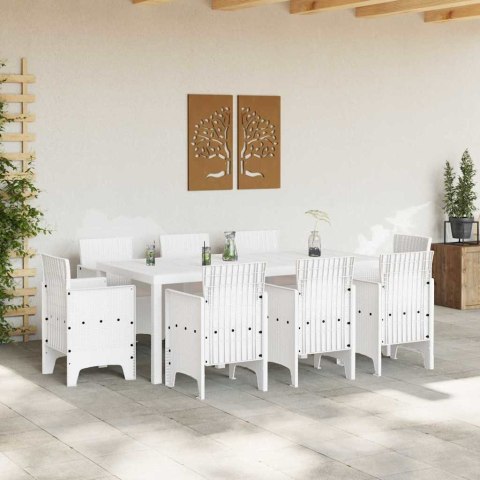 Zestaw do jadalni w ogrodzie 9 pcs Biały Rattan Polt