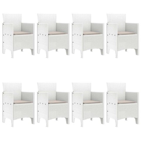 Zestaw do jadalni w ogrodzie 9 pcs Biały Rattan Polt