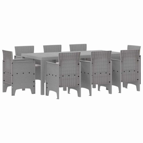 Zestaw do jadalni w ogrodzie 9 pcs Jasnoszary Rattan Polt