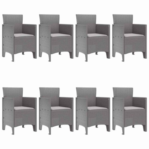Zestaw do jadalni w ogrodzie 9 pcs Jasnoszary Rattan Polt