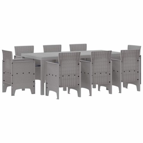 Zestaw do jadalni w ogrodzie 9 pcs Jasnoszary Rattan Polt