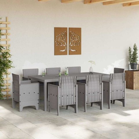 Zestaw do jadalni w ogrodzie 9 pcs Jasnoszary Rattan Polt