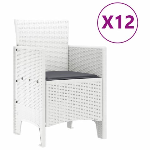 Zestaw do jadalni w ogrodzie z poduszką 13 pcs Biały