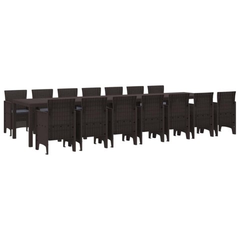 Zestaw do jadalni ogrodowej z poduszkami 15 pcs Brązowy PP
