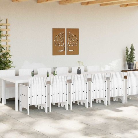 Zestaw do jadalni w ogrodzie 13 pcs Biały Rattan Polt
