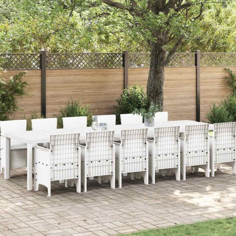 Zestaw do jadalni w ogrodzie 13 pcs Biały Rattan Polt