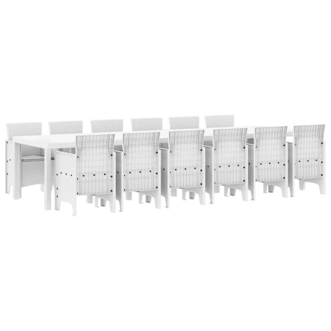 Zestaw do jadalni w ogrodzie 13 pcs Biały Rattan Polt