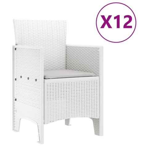 Zestaw do jadalni w ogrodzie 13 pcs Biały Rattan Polt
