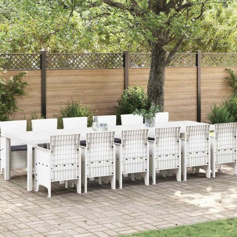 Zestaw do jadalni w ogrodzie 13 pcs Biały Rattan Polt