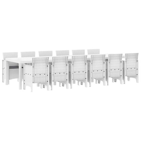 Zestaw do jadalni w ogrodzie 13 pcs Biały Rattan Polt