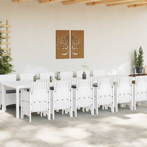 Zestaw do jadalni w ogrodzie 13 pcs Biały Rattan Polt