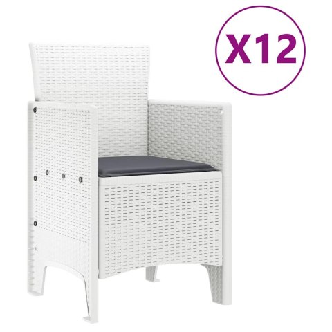 Zestaw do jadalni w ogrodzie 13 pcs Biały Rattan Polt