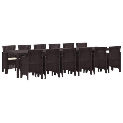 Zestaw do jadalni w ogrodzie 13 pcs Brązowy Rattan Polt