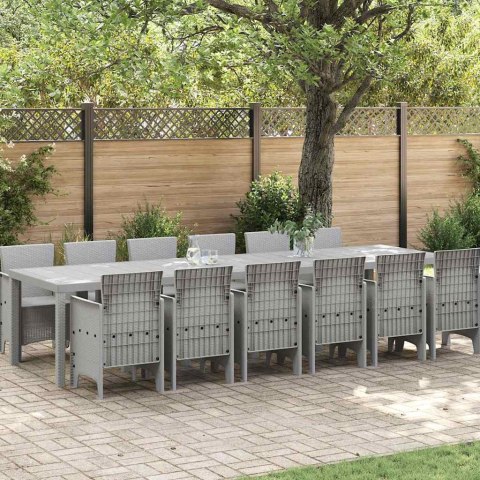 Zestaw do jadalni w ogrodzie 13 pcs Jasnoszary Rattan Polt
