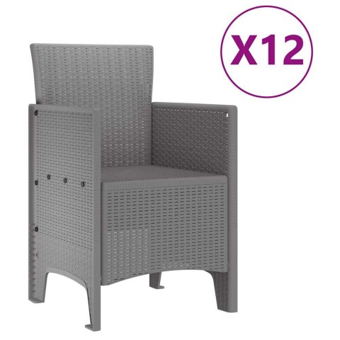Zestaw do jadalni w ogrodzie 13 pcs Jasnoszary Rattan Polt