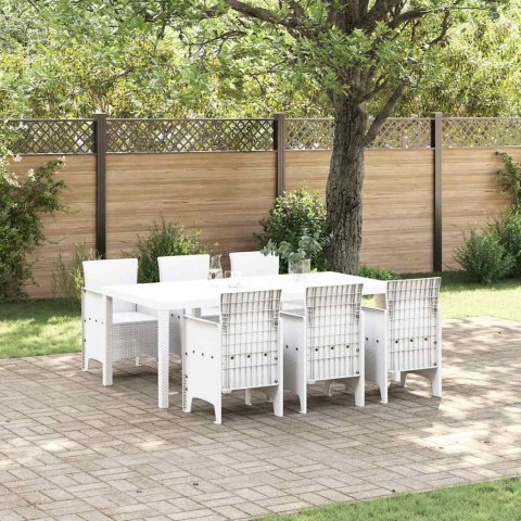 Zestaw do jadalni w ogrodzie 7 pcs Biały Rattan Polt