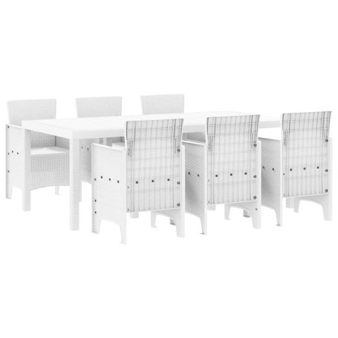 Zestaw do jadalni w ogrodzie 7 pcs Biały Rattan Polt