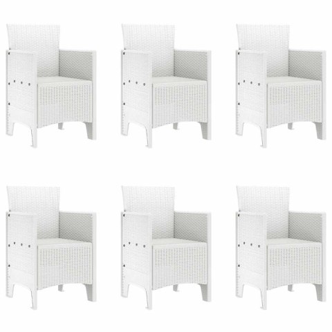 Zestaw do jadalni w ogrodzie 7 pcs Biały Rattan Polt