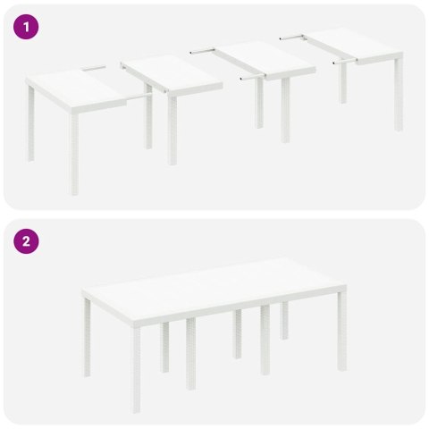 Zestaw do jadalni w ogrodzie 7 pcs Biały Rattan Polt