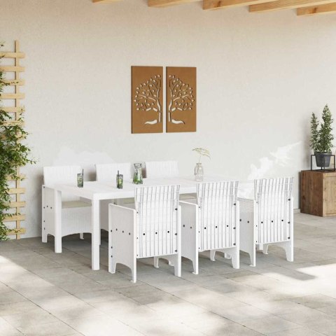 Zestaw do jadalni w ogrodzie 7 pcs Biały Rattan Polt