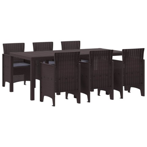 Zestaw do jadalni w ogrodzie 7 pcs Brązowy Rattan Polt