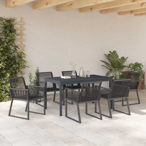 Zestaw do jadalni w ogrodzie 7 pcs Czarny polirattan