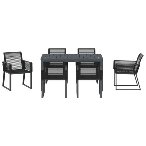 Zestaw do jadalni w ogrodzie 7 pcs Czarny polirattan
