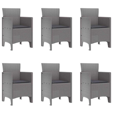 Zestaw do jadalni w ogrodzie 7 pcs Jasnoszary Rattan Polt