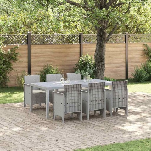 Zestaw do jadalni w ogrodzie 7 pcs Jasnoszary Rattan Polt