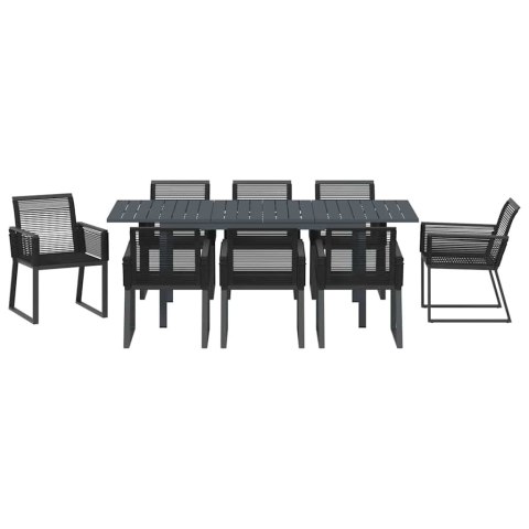 Zestaw do jadalni w ogrodzie 9 pcs Czarny polirattan