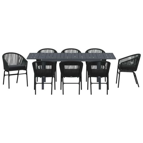 Zestaw do jadalni w ogrodzie 9 pcs Czarny polirattan