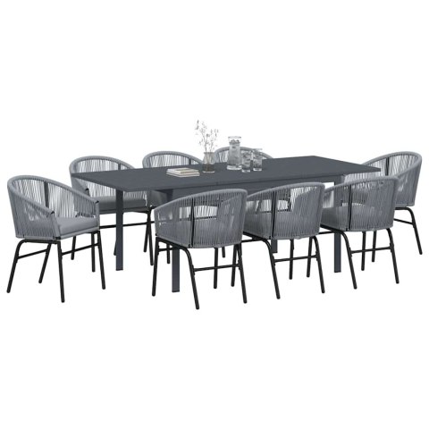 Zestaw do jadalni w ogrodzie 9 pcs Szary polirattan