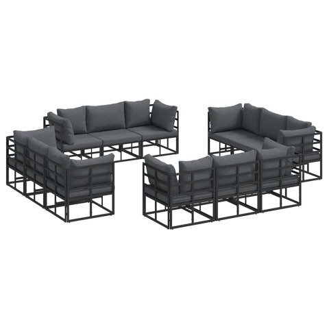 Zestaw Sof na Ogród 12 pcs Czarny Metal