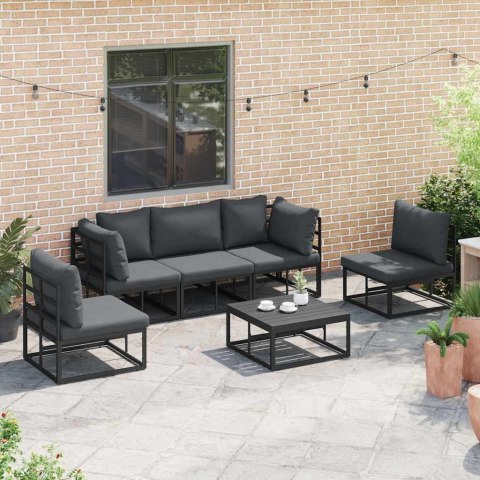 Zestaw Sof na Ogród z poduszką 5 pcs Czarny Aluminium